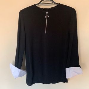 Zara Basic Top Collection with Front Zip and Contrasting Cuff in size X-small B\
